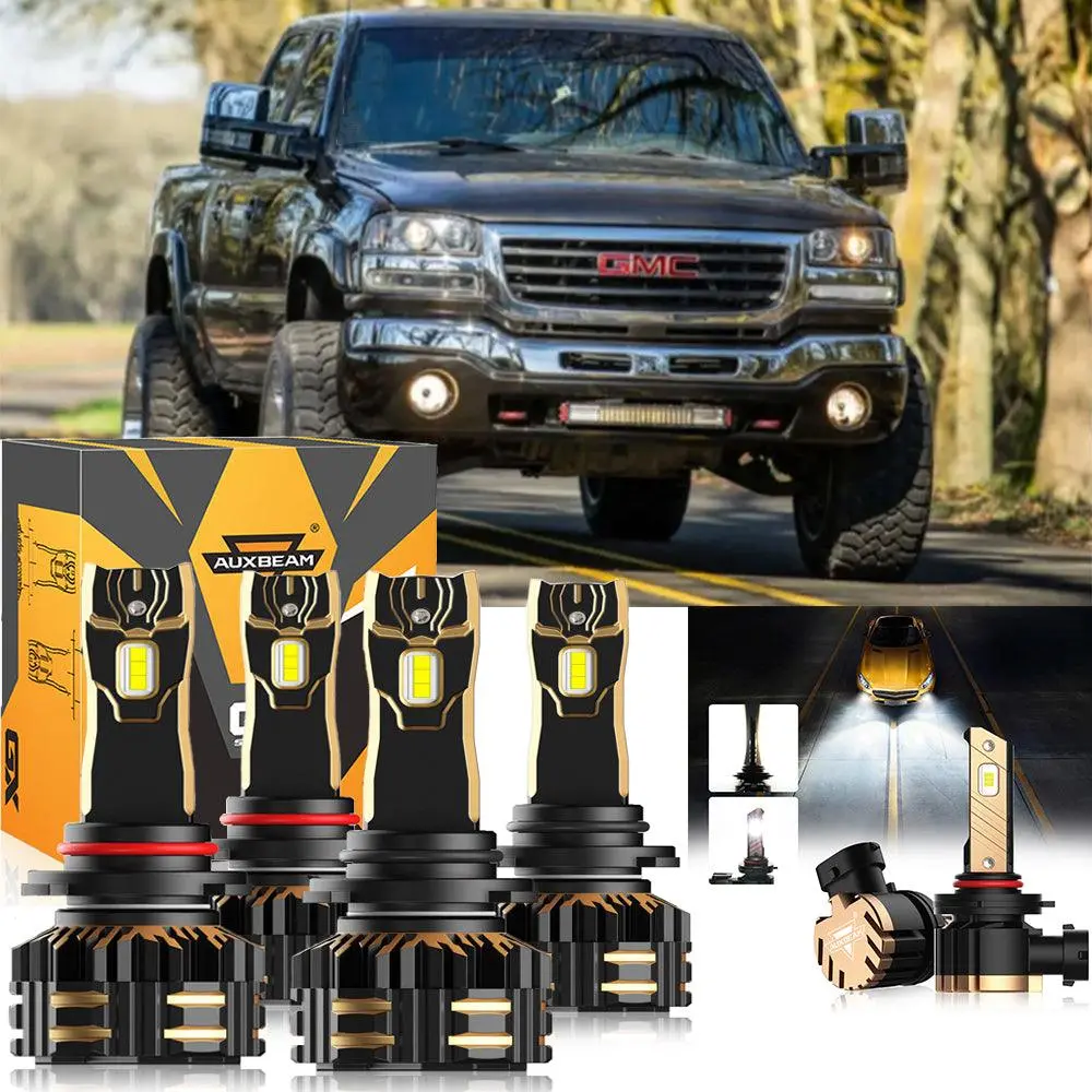 For 2003-2004 Gmc Sierra 2500 9005 9006 Led Headlight Bulbs Bundle 1