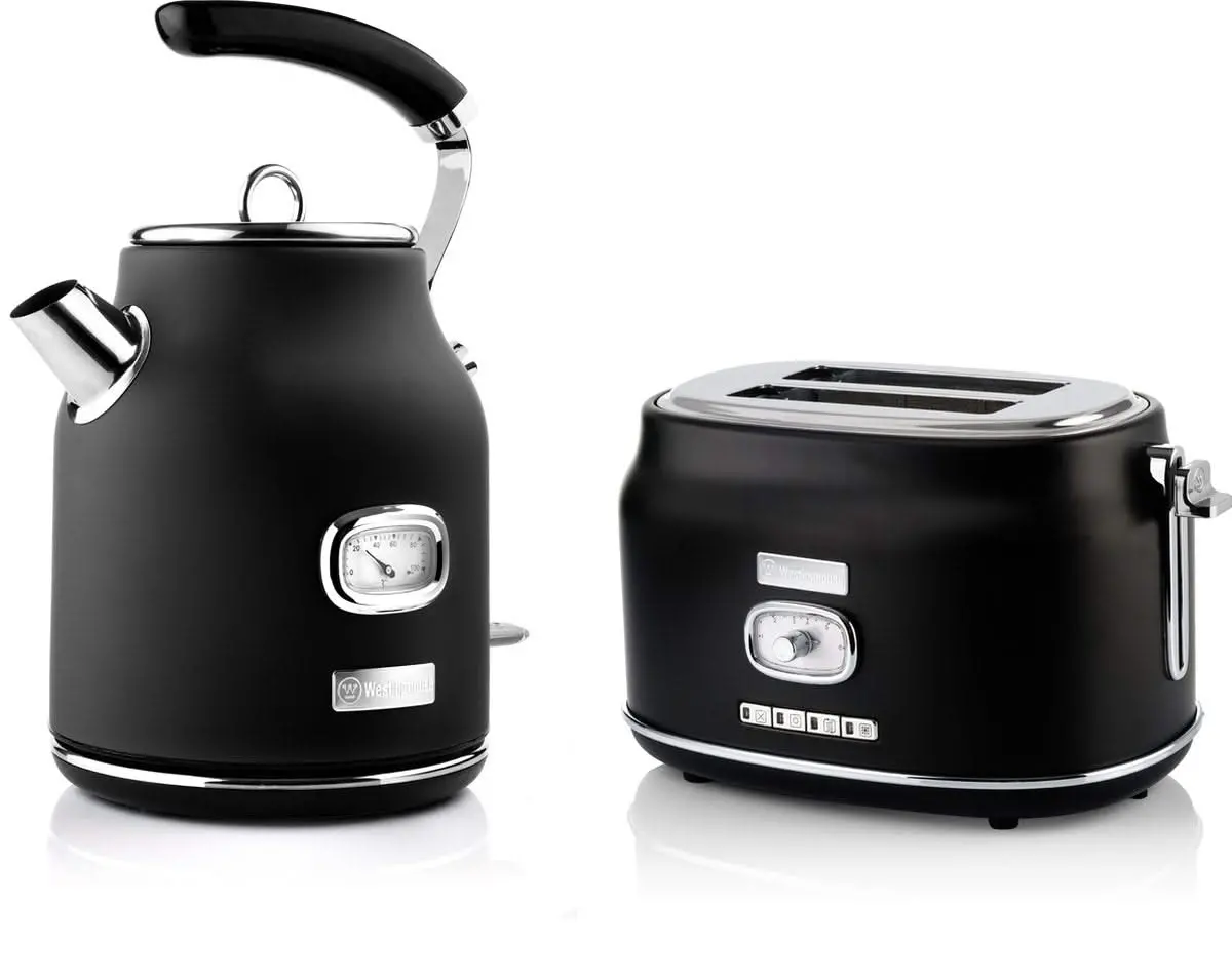 Westinghouse Retro Waterkoker + Broodrooster 2 Sleuven - Zwart 1