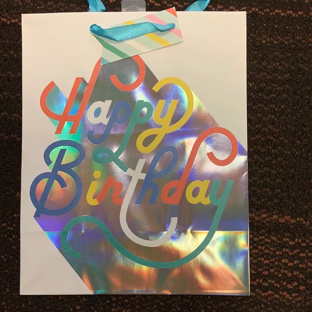 National Brand Happy Birthday Silver White Gift Bag 1