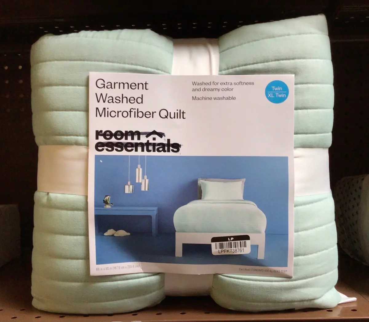 Garment Washed Microfiber Quilt - Twin/ Xl Twin - Light Teal 1