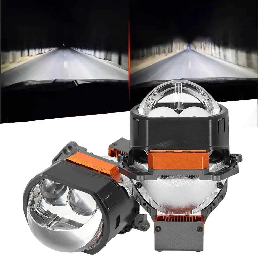🆕3 Inch 144W 6000K Hyperboloid Bi-Led Projector Lens Headlight With Square Spot Auxiliary High Beam K9 Series, Retrofit Cutting Installation For Car | 2Pcs/Set 1