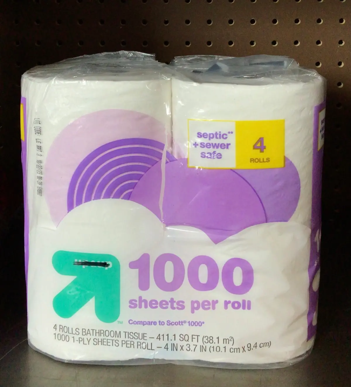 1000 Sheets Per Roll 1-Ply Toilet Paper - 4 Rolls 1