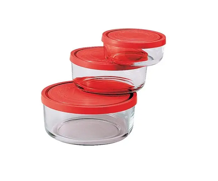 Bormioli Rocco Vershoudbakjes Frigoverre - Glas - Rood 3-Delig 1