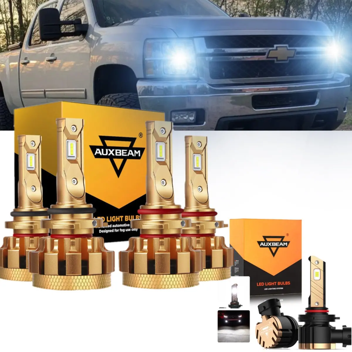 For 2003-2006 Chevrolet Silverado 2500 Hd F-16 Plus Series Built-In Canbus Automotive Grade 14000Lm Led Light Bulbs High Low Beam Bundle 2