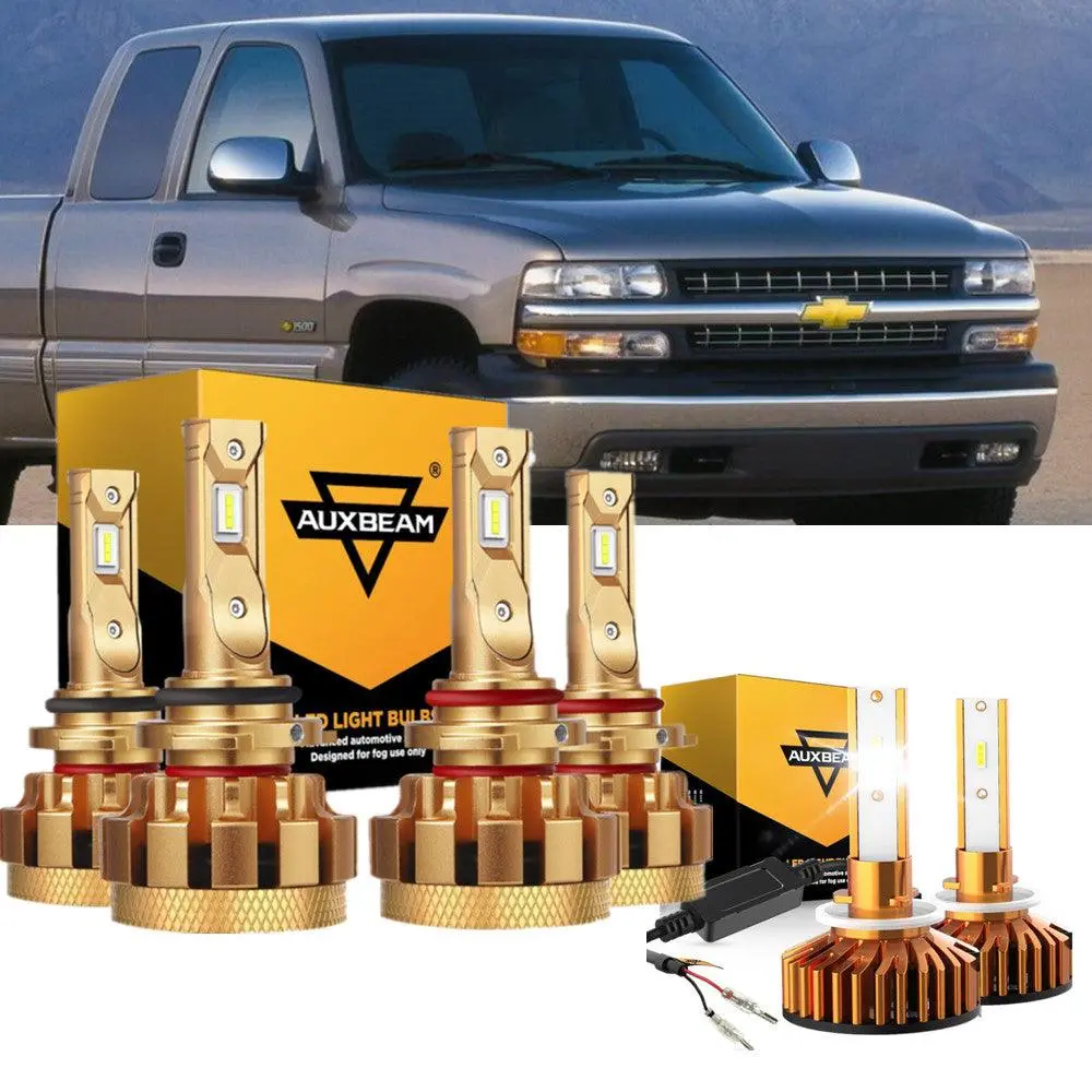 For 2000-2002 Chevrolet Silverado 1500 F-16 Plus Series Built-In Canbus Automotive Grade 14000Lm Led Light Bulbs High Low Beam Bundle 1