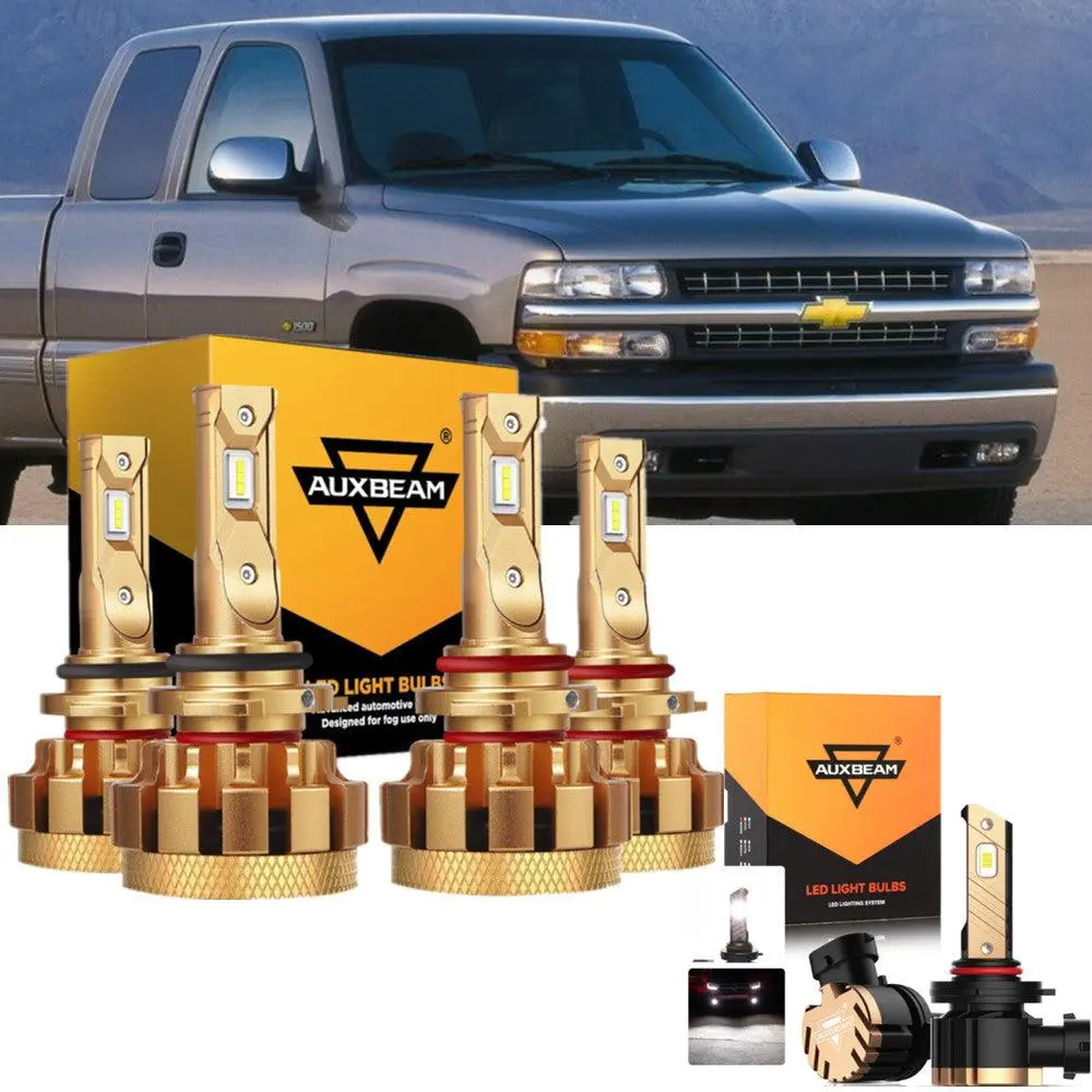 For 2003-2006 Chevrolet Silverado 1500 F-16 Plus Series Built-In Canbus Automotive Grade 14000Lm Led Light Bulbs High Low Beam Bundle 1