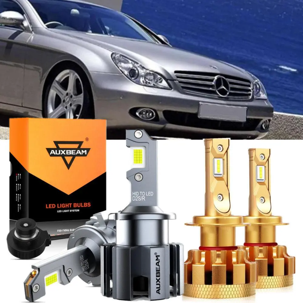 For 2006 Mercedes-Benz Cls500 With Hid Headlamps Led Light Bulbs High Low Beam Bundle 1
