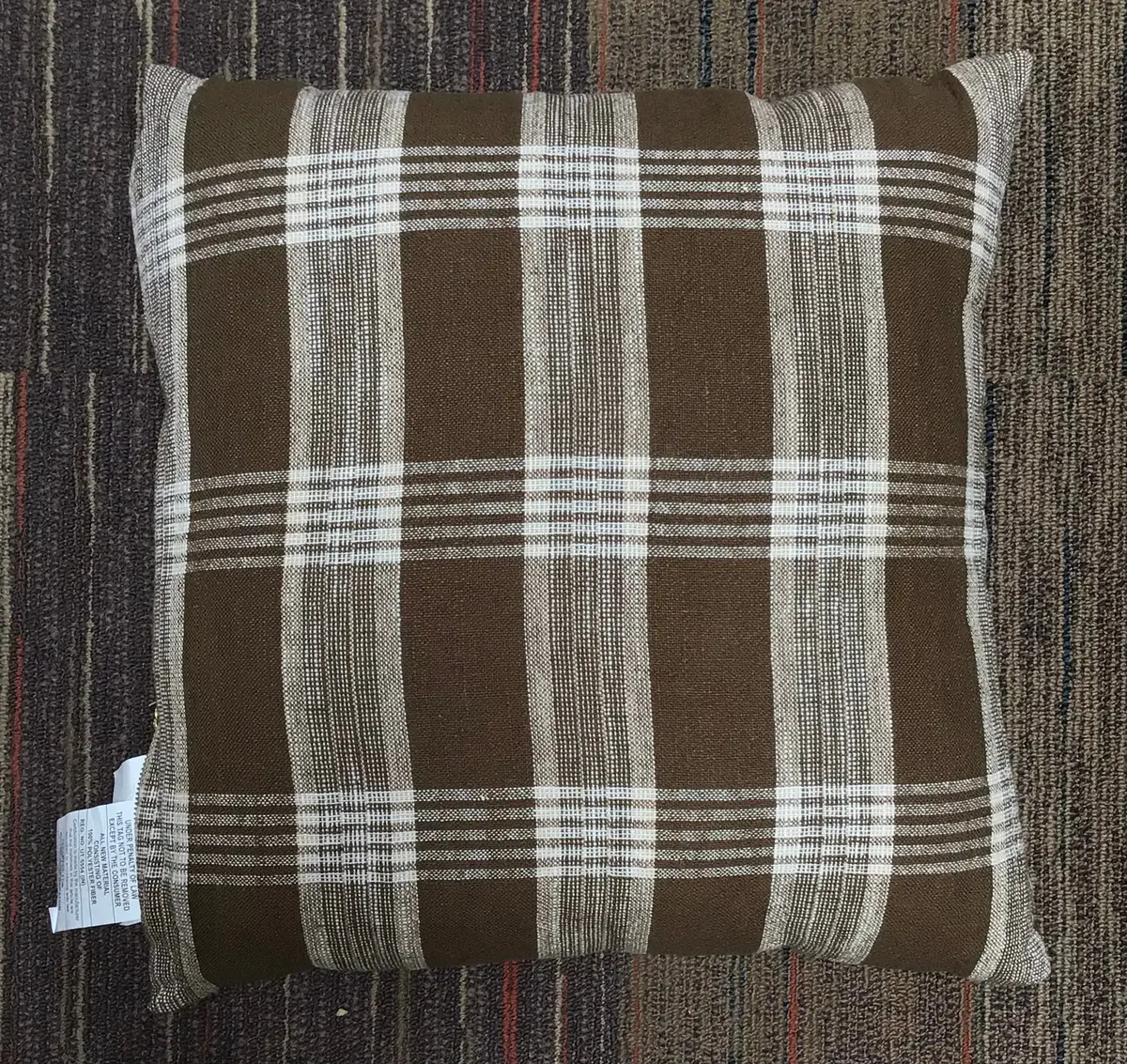 Brown And White Plaid Throw Pillow - Clearance 1