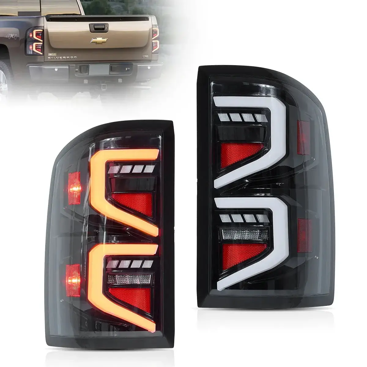 Led Tail Light Assembly With Dynamic Welcome Lighting Clear For 2007-2013 Chevrolet Siverado 2007-2010 Gmc Sierra 1500 2500Hd 3500Hd 1