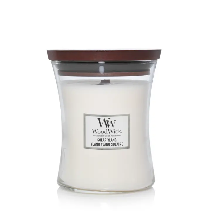 Woodwick Geurkaars Medium Solar Ylang - 11 Cm / Ø 10 Cm - Geurkaars In Glas - Houten Lont 1