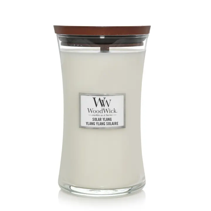 Woodwick Geurkaars Large Solar Ylang - 18 Cm / Ø 10 Cm - Geurkaars In Glas - Houten Lont 1