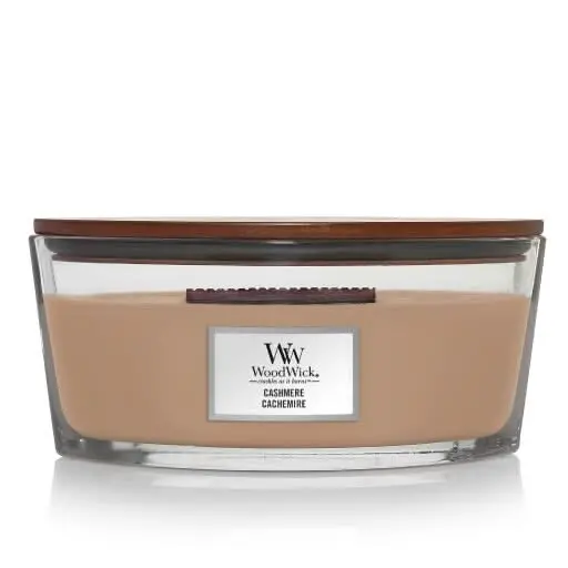 Woodwick Geurkaars Ellipse Cashmere - 9 Cm / 19 Cm - Geurkaars In Glas - Houten Lont 1