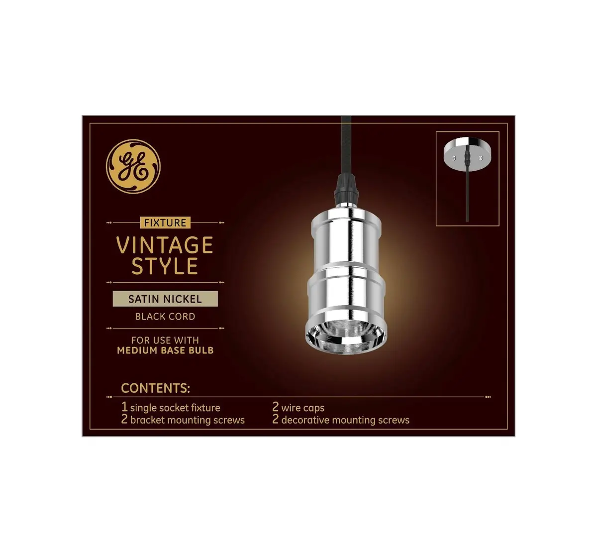 Ge Vintage Style Pendant Fixture Satin Nickel 1