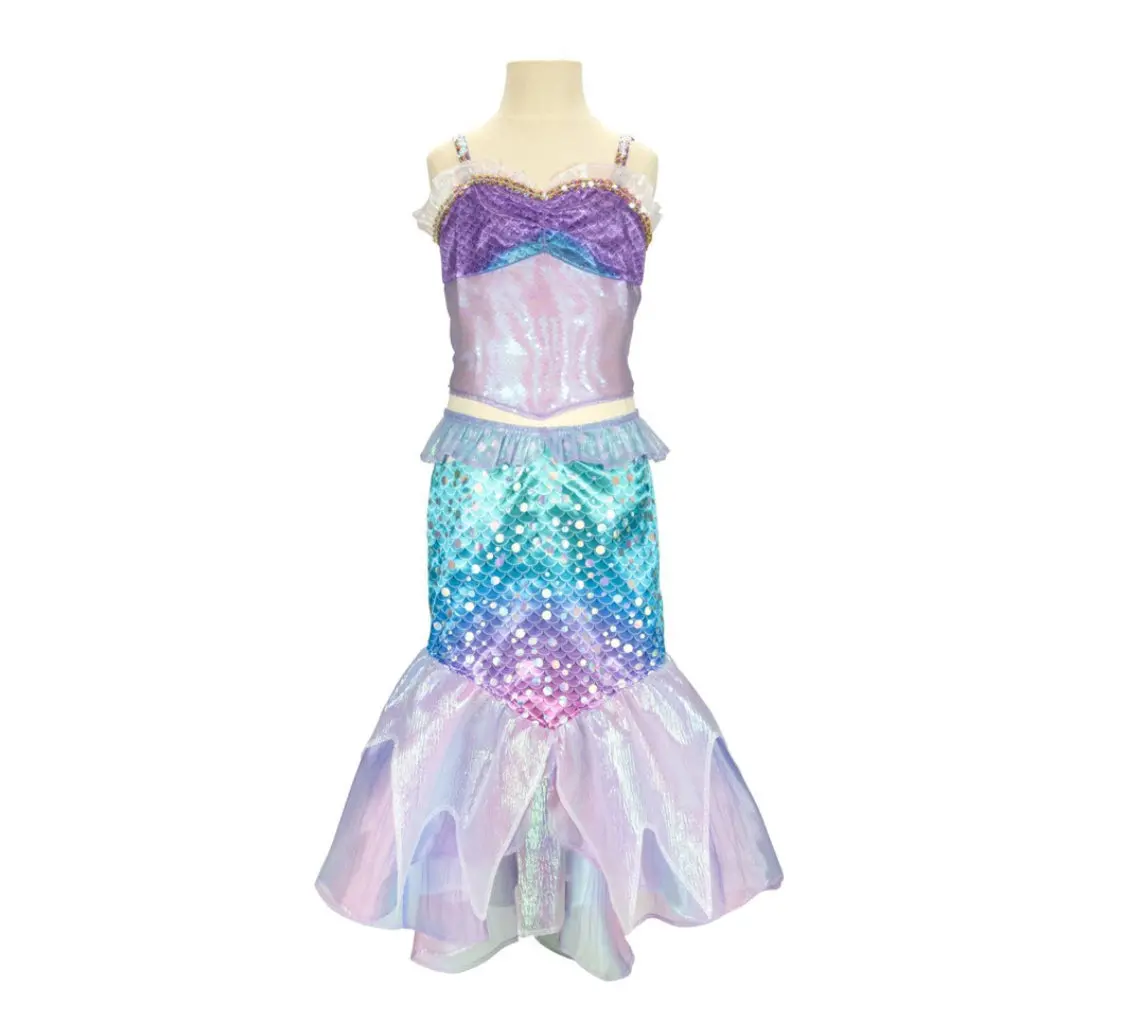 Disney The Little Mermaid Ariel’S 2 Piece Dress - Mermaid Under The Sea Fashion Outfit Fits Sizes 4-6X 1