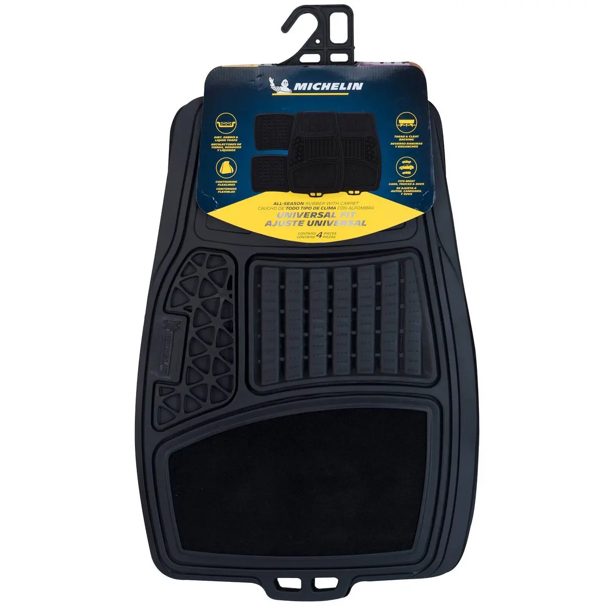 Michelin 19”X34” 4Pc Rubber Floormat Set Black 1