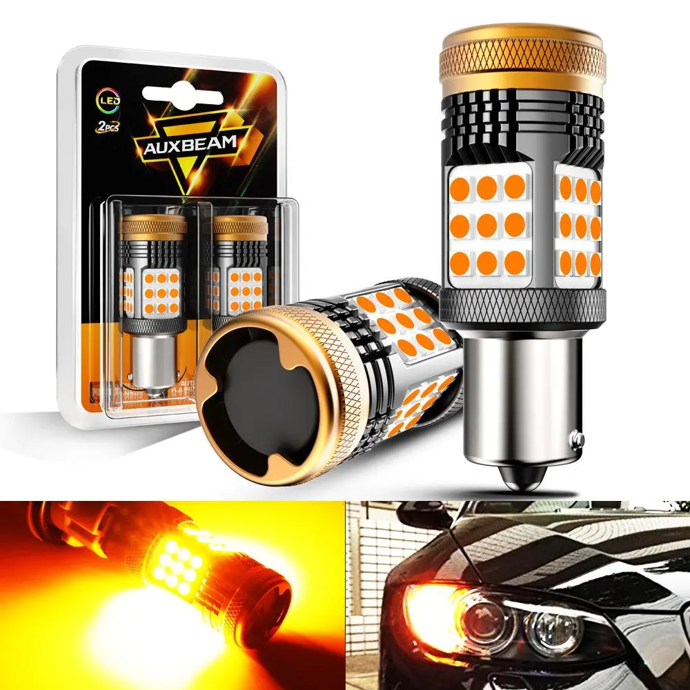1156 Ba15s Led Turn Signal Light Rear/Front, Side Maker Light Bulbs 56W 600% High Brightness Can-Bus Error Free 3000K Amber B21 Series |2 Bulbs 1