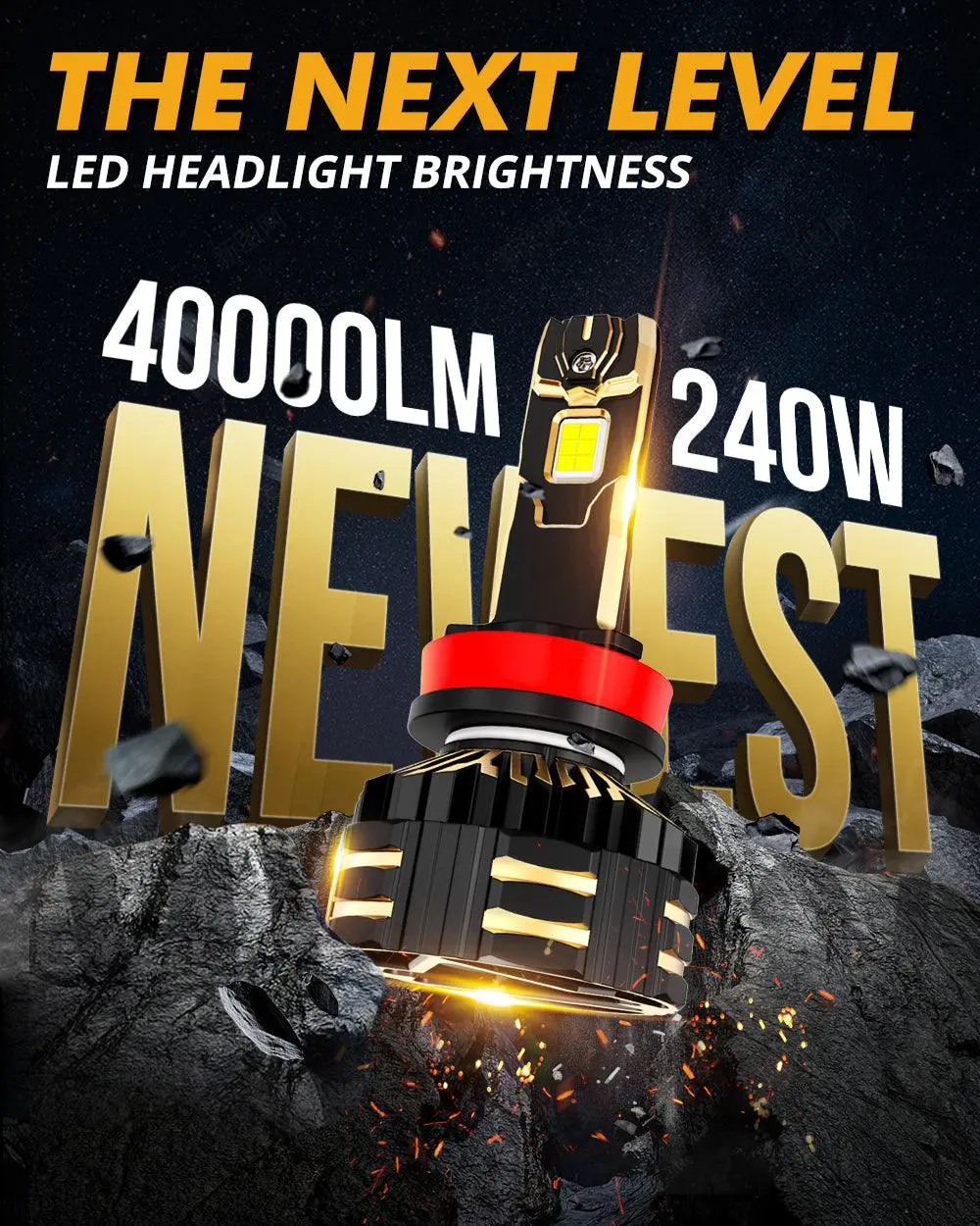 🆕H11/H9/H8/H16jp Led Headlight Bulbs 240W 40000Lm Gx-Ultra Series 6500K Cool White | 2 Bulbs 2