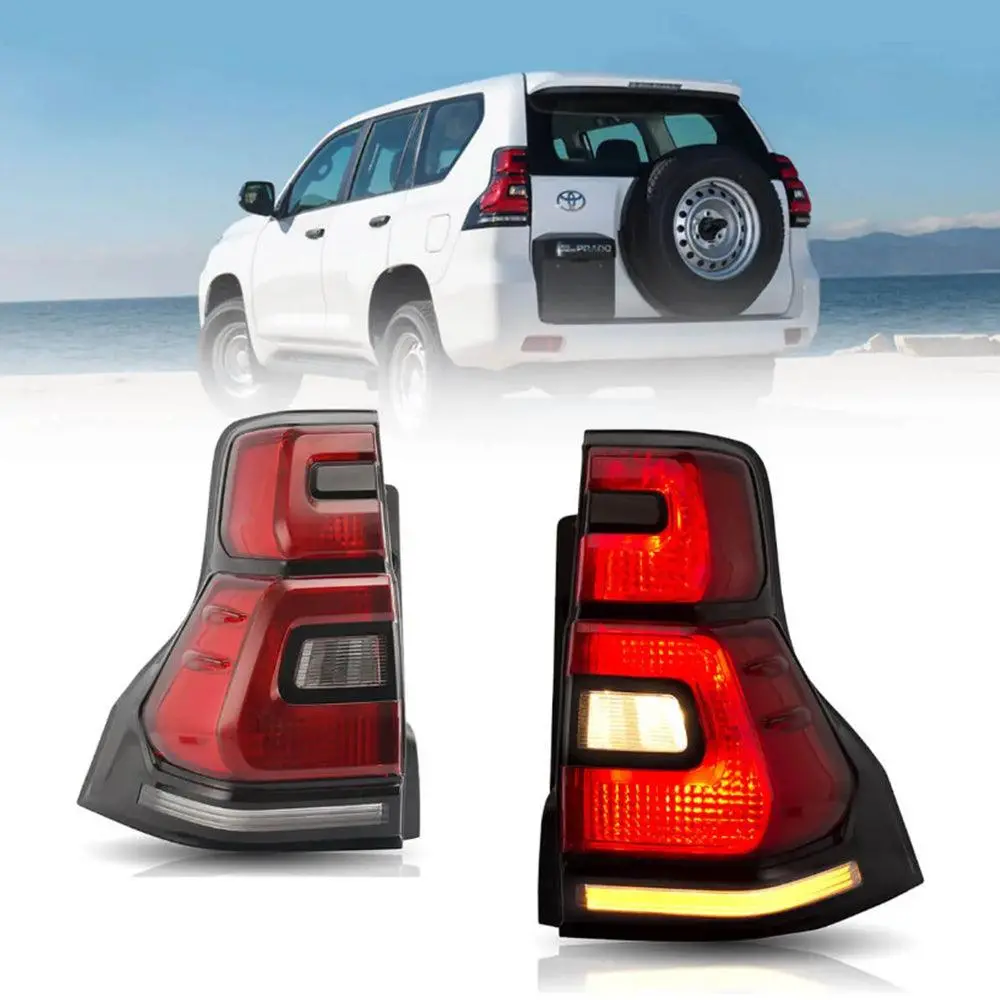 Led Tail Lights Assembly With Sequential Turn Signal Red For 2010-2016 Toyota Land Cruiser Prado 4Th Gen 1