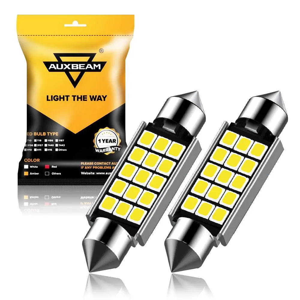 41Mm 578 211-2 212-2 214-2 1.61" Festoon Led Interior/Dome/Map/License Plate Light Bulbs 2.7W 500Lm 6500K White | 2 Bulbs 1