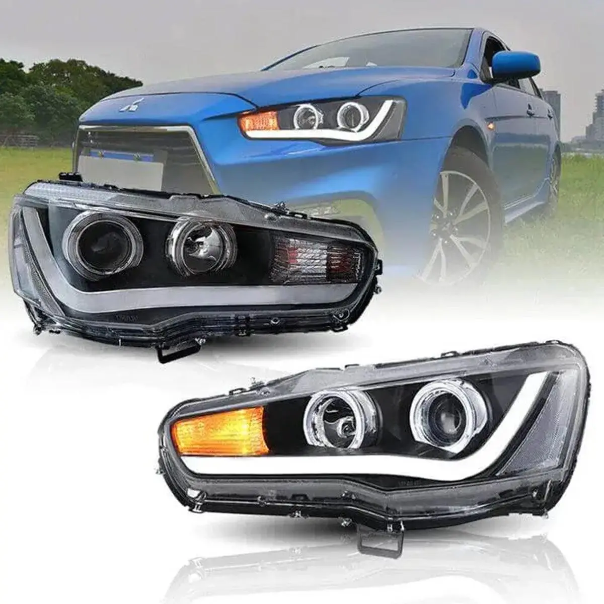 Led Headlight Assembly Projector Black For 2008-2017 Mitsubishi Lancer 9Th Gen Evo X Gsr 10Th Gen(Cz4a) 1