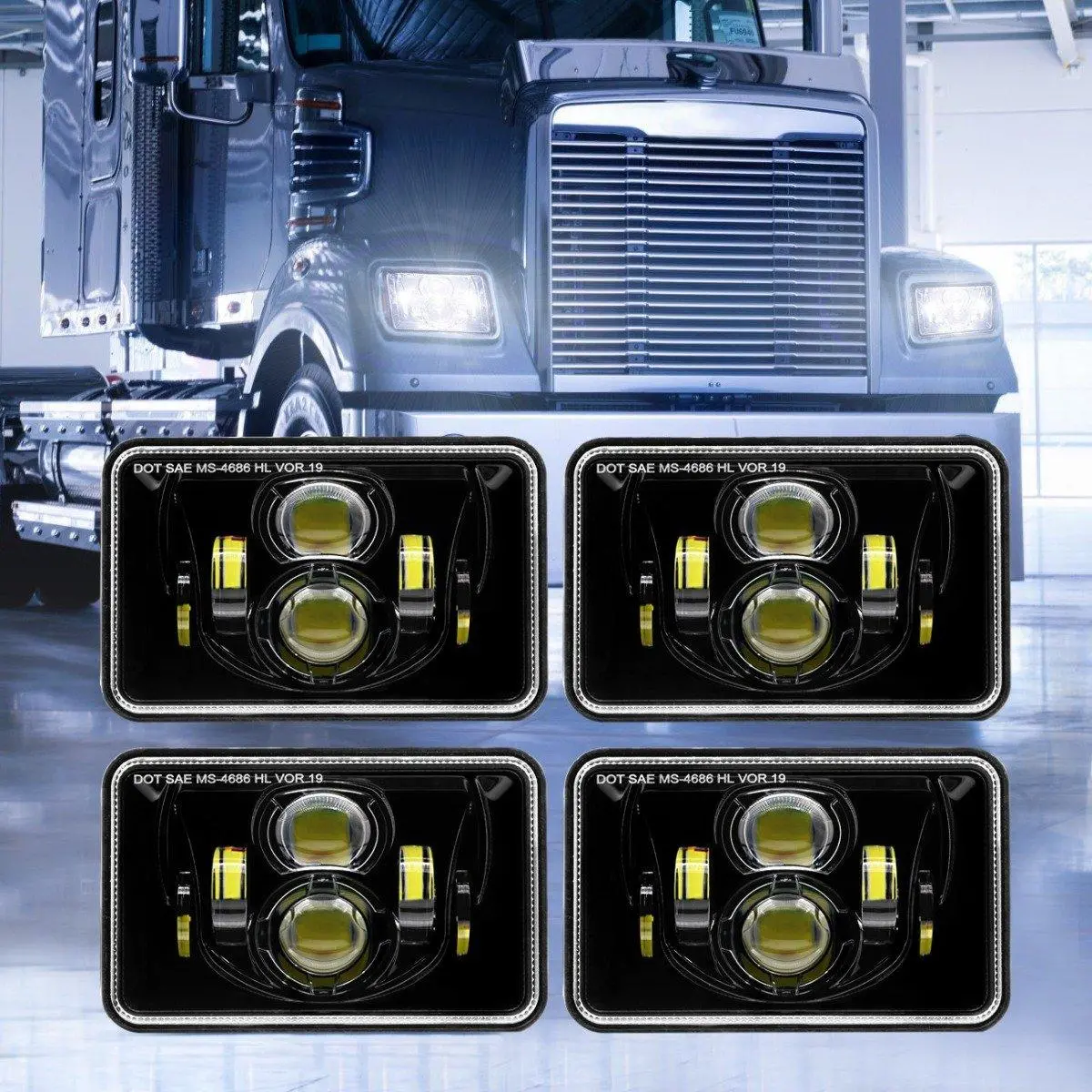 4X6 Inch 55W Rectangular Led Headlight Dot Approved Black 1