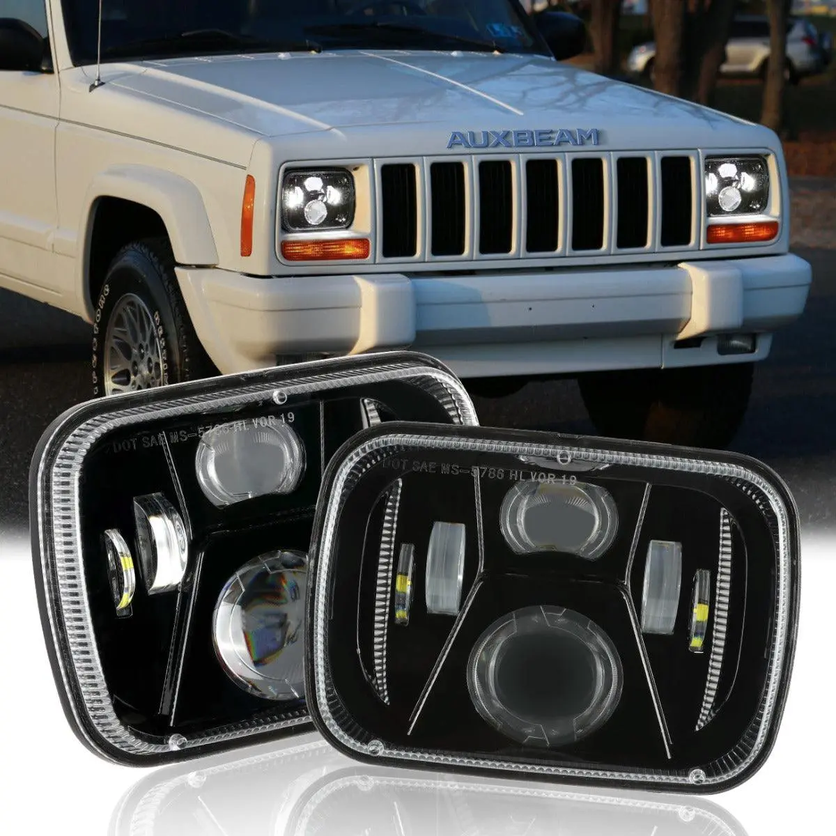 (2Pcs/Set) 110W 7X6 Led Light Headlights For Jeep Xj Yj Mj 1