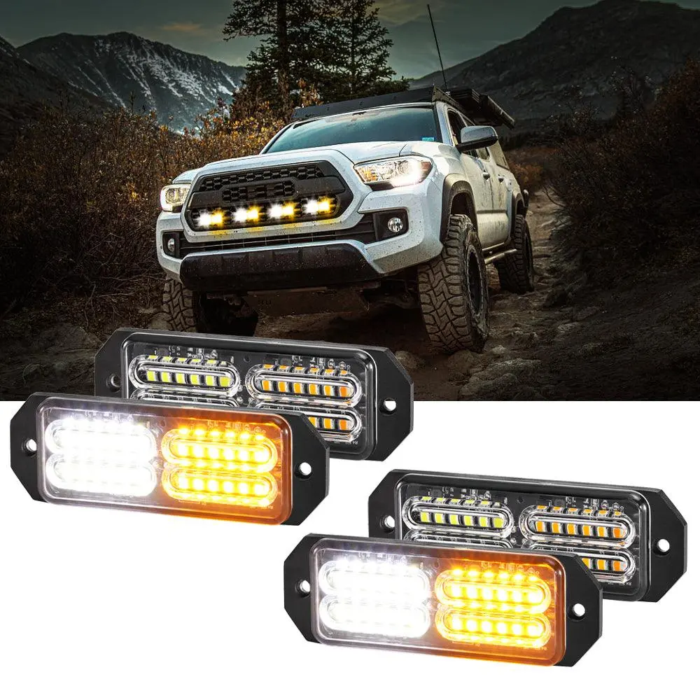 (4Psc/Set) 24Led Emergency Surface Mount Grill Strobe Light For Trucks Vehicles Atv Rv Cars Van 1