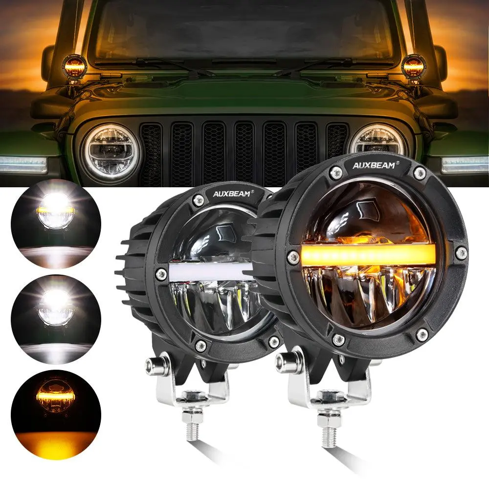 C4 Series | 4 Inch 110W 11000Lm Led Pods Offroad Led Driving Lights With Amber Drl 1