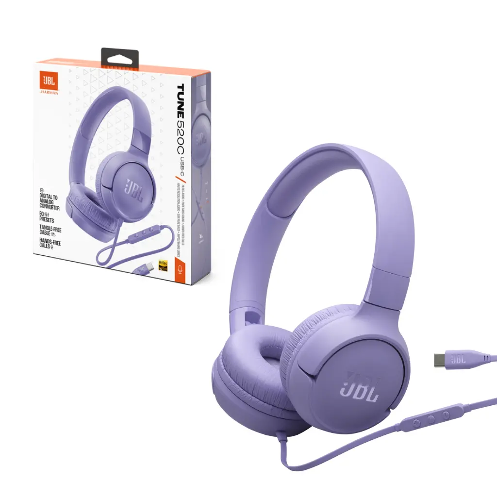 Jbl Tune 520C Usb-C Hi-Res Wired On-Ear Headphones - Purple 1
