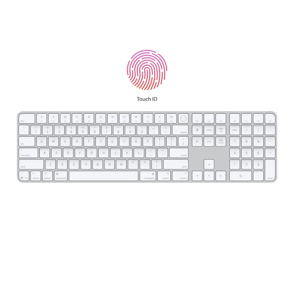 Apple Magic Mxk73ll/A Keyboard With Touch Id And Numeric Keypad (Us English) - White Keys 1