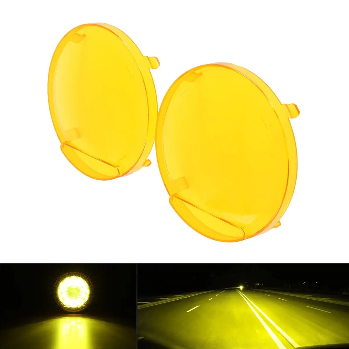 (2Pcs/Set) 7 Inch Round Led Driving Light Amber Cover Light Shield Cover 1