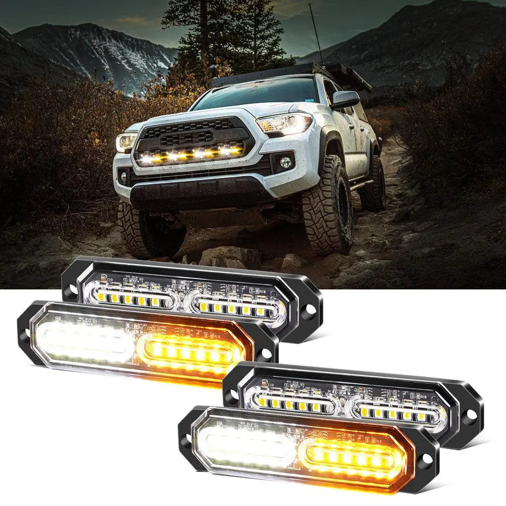 (4Psc/Set) 12Led Emergency Surface Mount Grill Strobe Light For Trucks Vehicles Atv Rv Cars Van 1