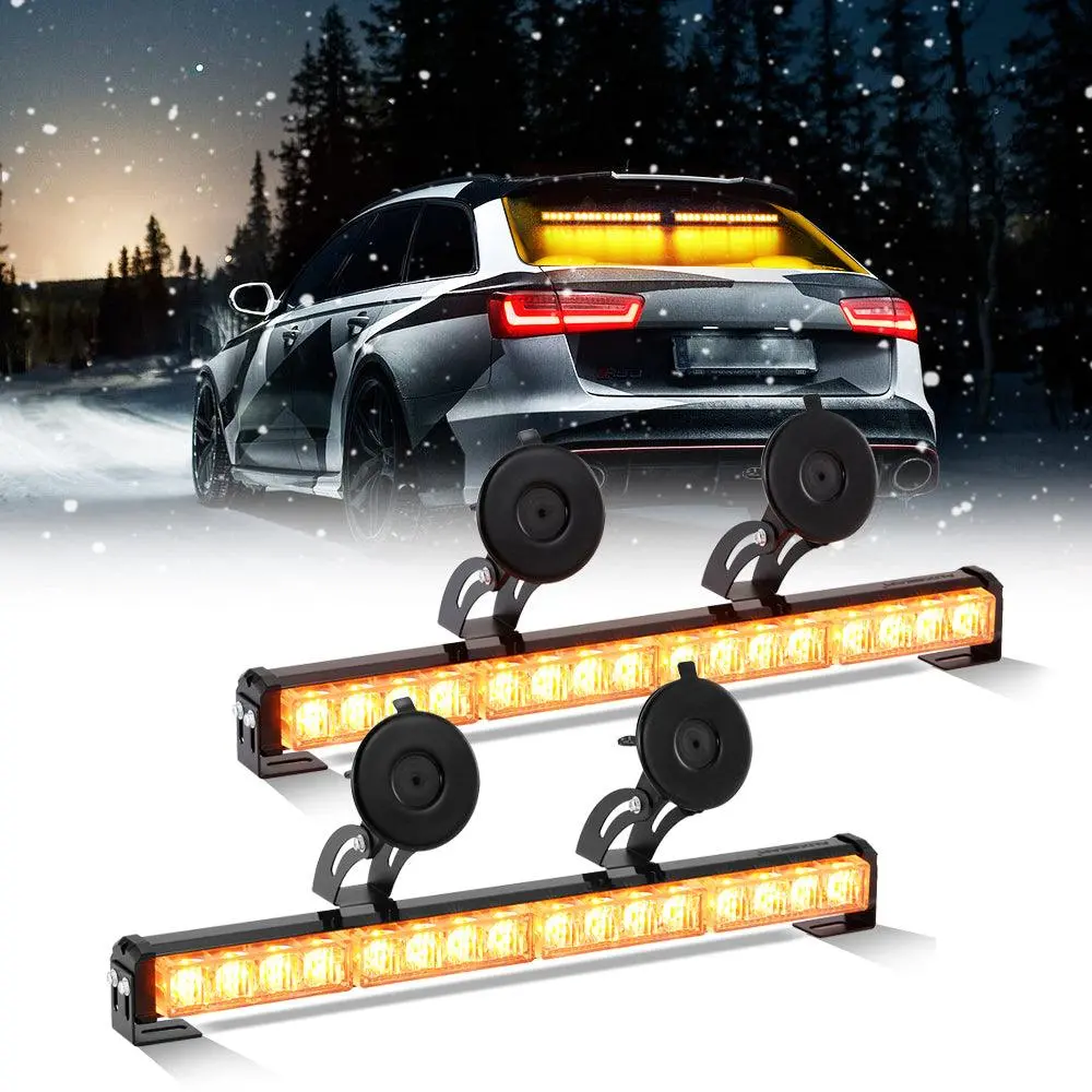 17" Dual Led Directional Emergency Traffic Advisor Light Bars 20 Flashing Patterns With Suction Cup Mount For Vehicles Trucks Suv Atv Car 1