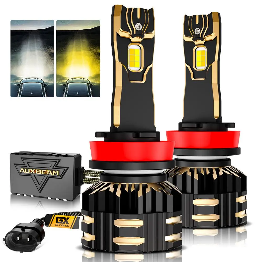 H11/H9/H8/H16jp Led Bulb Fog Lights/Low Beam Lights 110W 25000Lm Gx Bi-Color Series High Power & Brightness Dual Color Switchback | 2 Bulbs 1