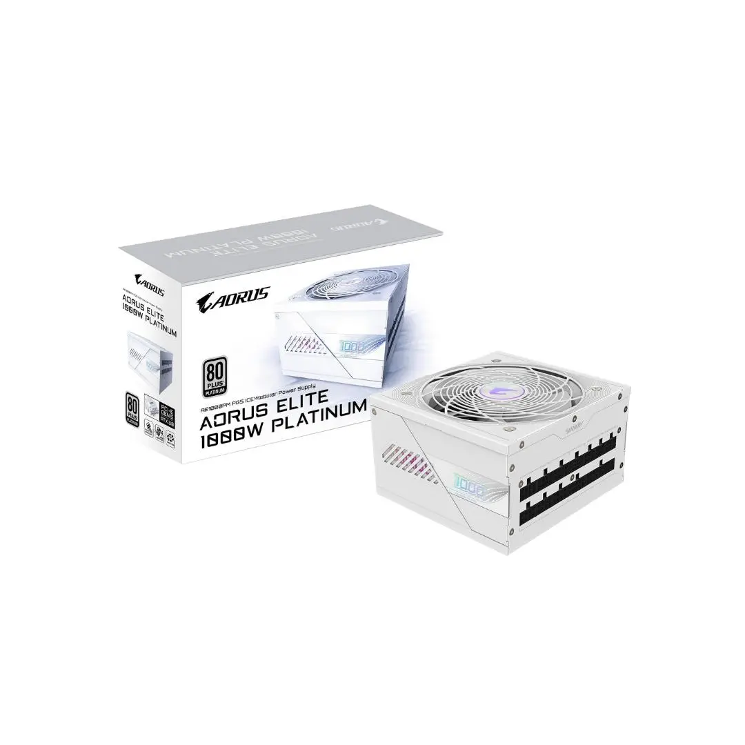 Gigabyte Aorus Elite Gp-Ae1000pm Ice, Full Modular, 1000W 80+ Platinum, Pcie 5.1 - White 1