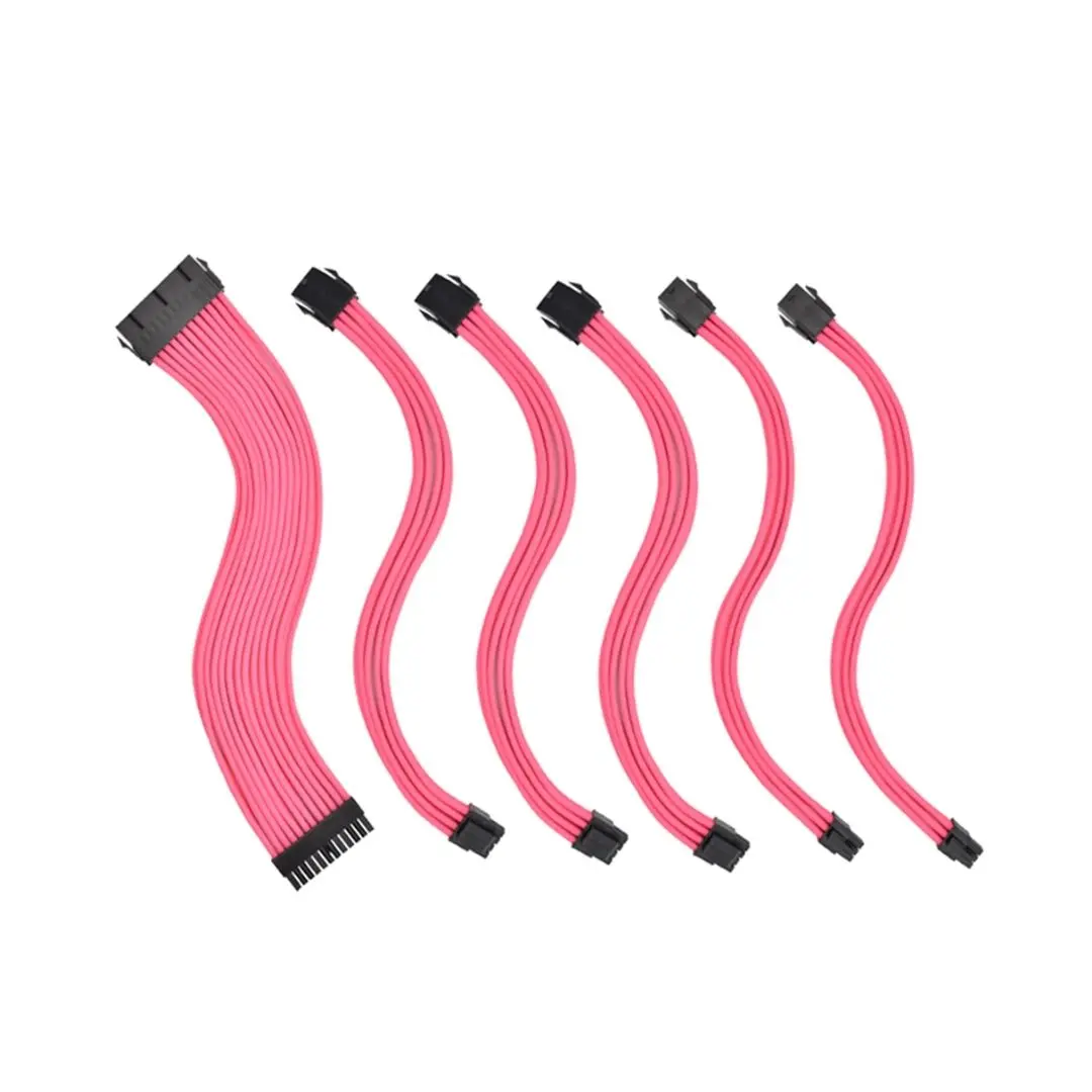 Soft Hard Power Supply Sleeved Cable Psu Extension Cable Kit - Pink 1