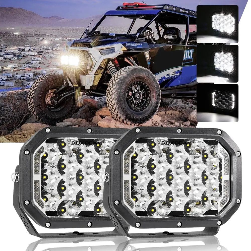7X5 Inch Rectangle Led Pods White Spot Driving Lights With Drl For Atv Utv Side By Side 4X4 1