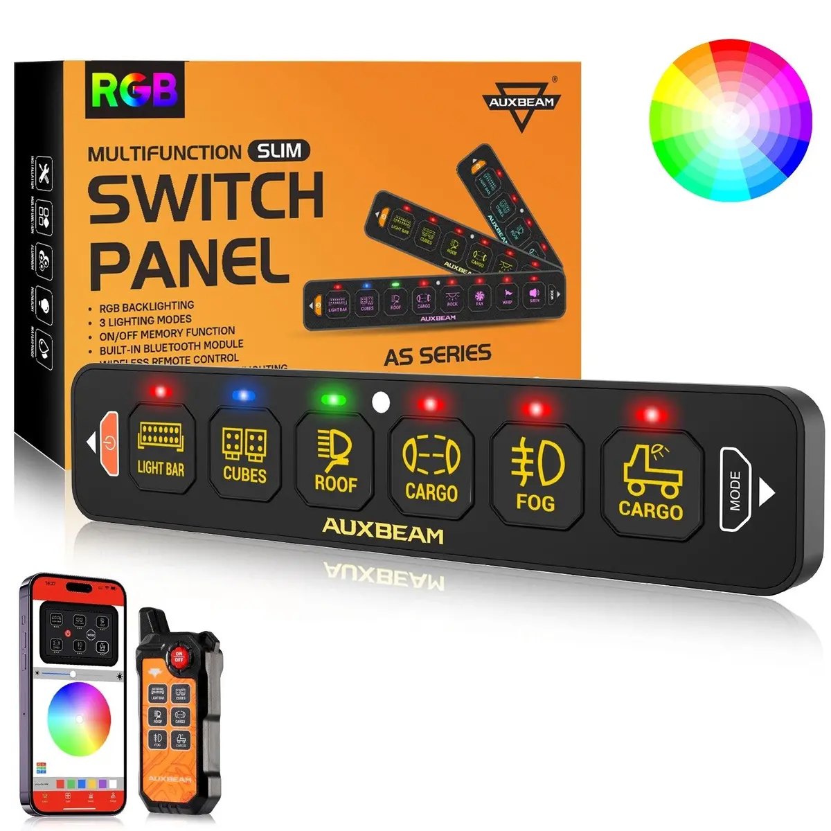 As Series 6 Gang (As-600) Rgb Slim Switch Panel With App&Remote Control, Toggle/ Momentary/ Pulsed Mode Supported(One-Sided Outlet) 1