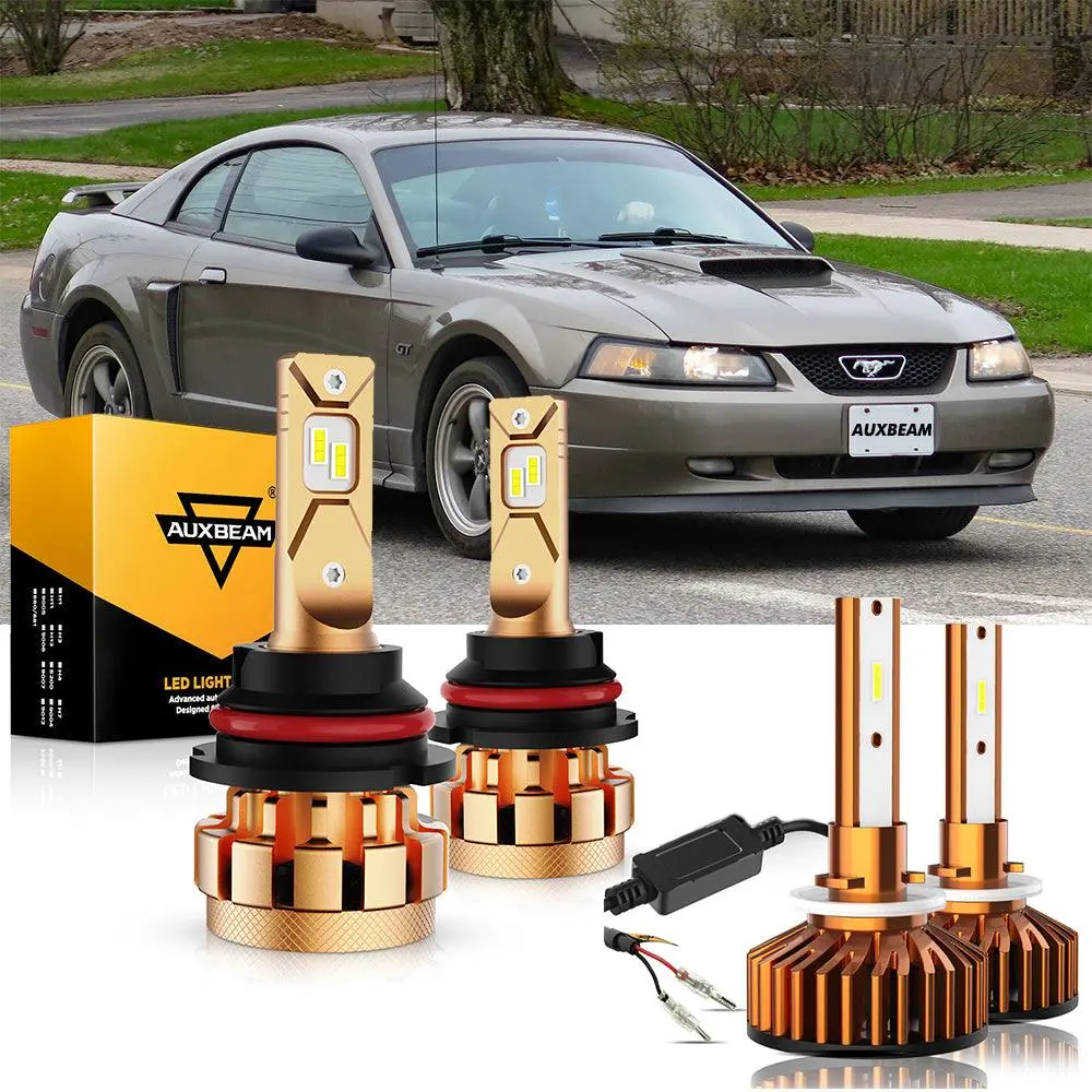 For 2000-2004 Ford Mustang F-16 Plus Series Built-In Canbus Automotive Grade 14000Lm Led Light Bulbs High Low Beam Bundle 1