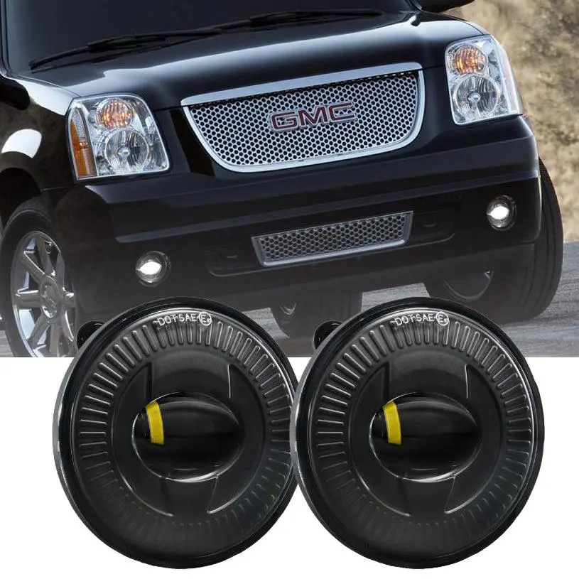 (2Pcs/Set) 24W Round Black Led Fog Lights 5202 For 2007-2014 Gmc Yukon, 2007-2014 Gmc Yukon Xl 1500, 2007-2013 Gmc Yukon Xl 2500 1