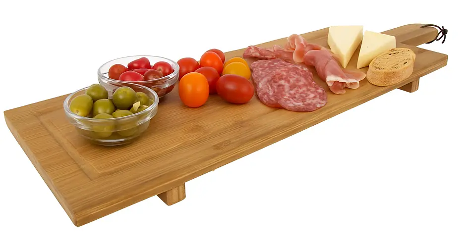 Cookinglife Serveerplank / Tapasplank Op Pootjes - Xl - Bamboe - 88 X 26 Cm 1