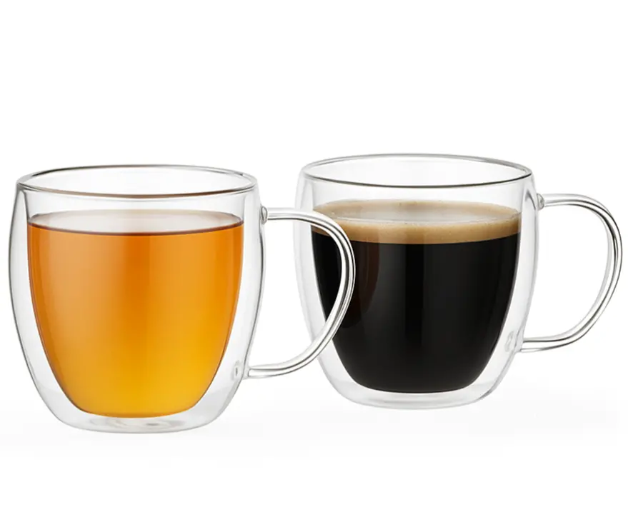 Cookinglife Dubbelwandige Koffie- / Theeglazen Met Oor 280 Ml - 2 Stuks 1