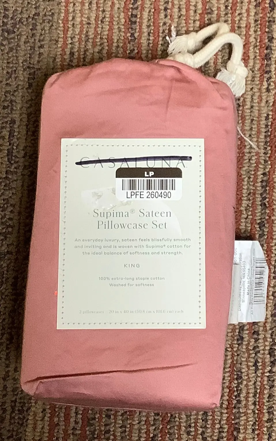 500 Thread Count Washed Supima Sateen Solid Pillowcase Set - Rose 1