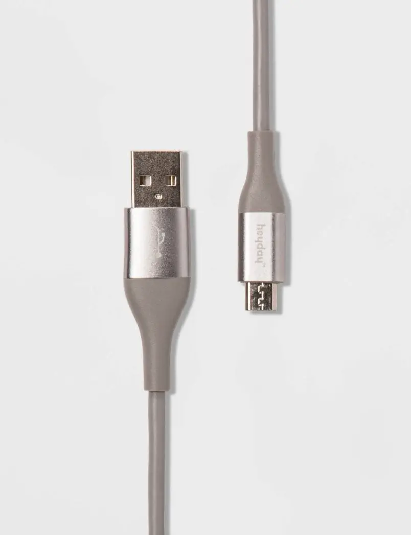 10Ft Micro Usb To Usb-A Charging Cable - Gray/Silver 1