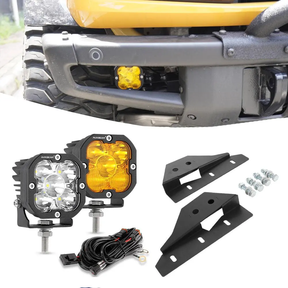 3 Inch 80W 9600Lm Led Pods Lights White&Yellow With Front Bumper Fog Light Mount Brackets For Ford Bronco 2021 2022 1