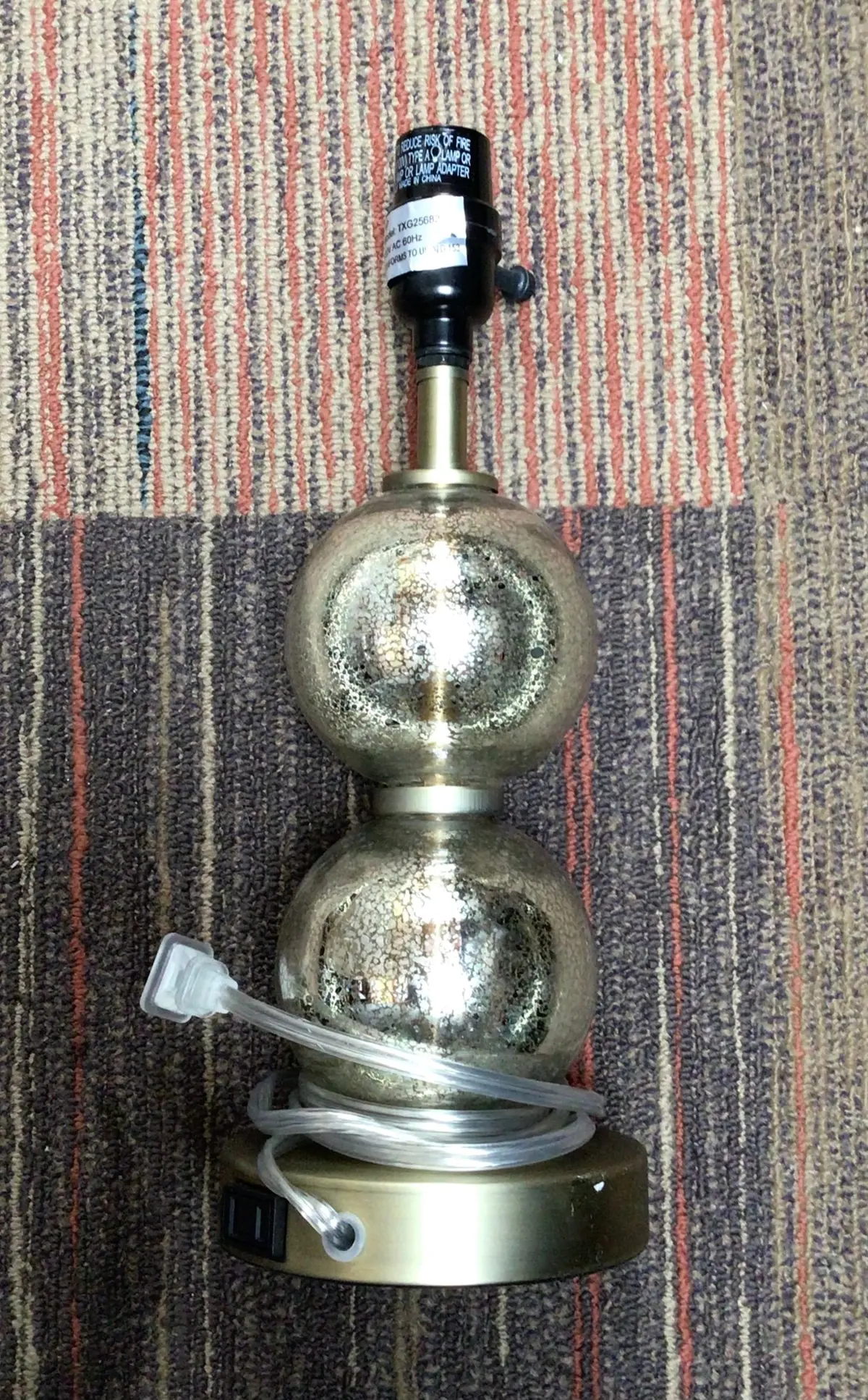 Small Stacked Glass Ball Table Lamp Base Brass - Clearance 1