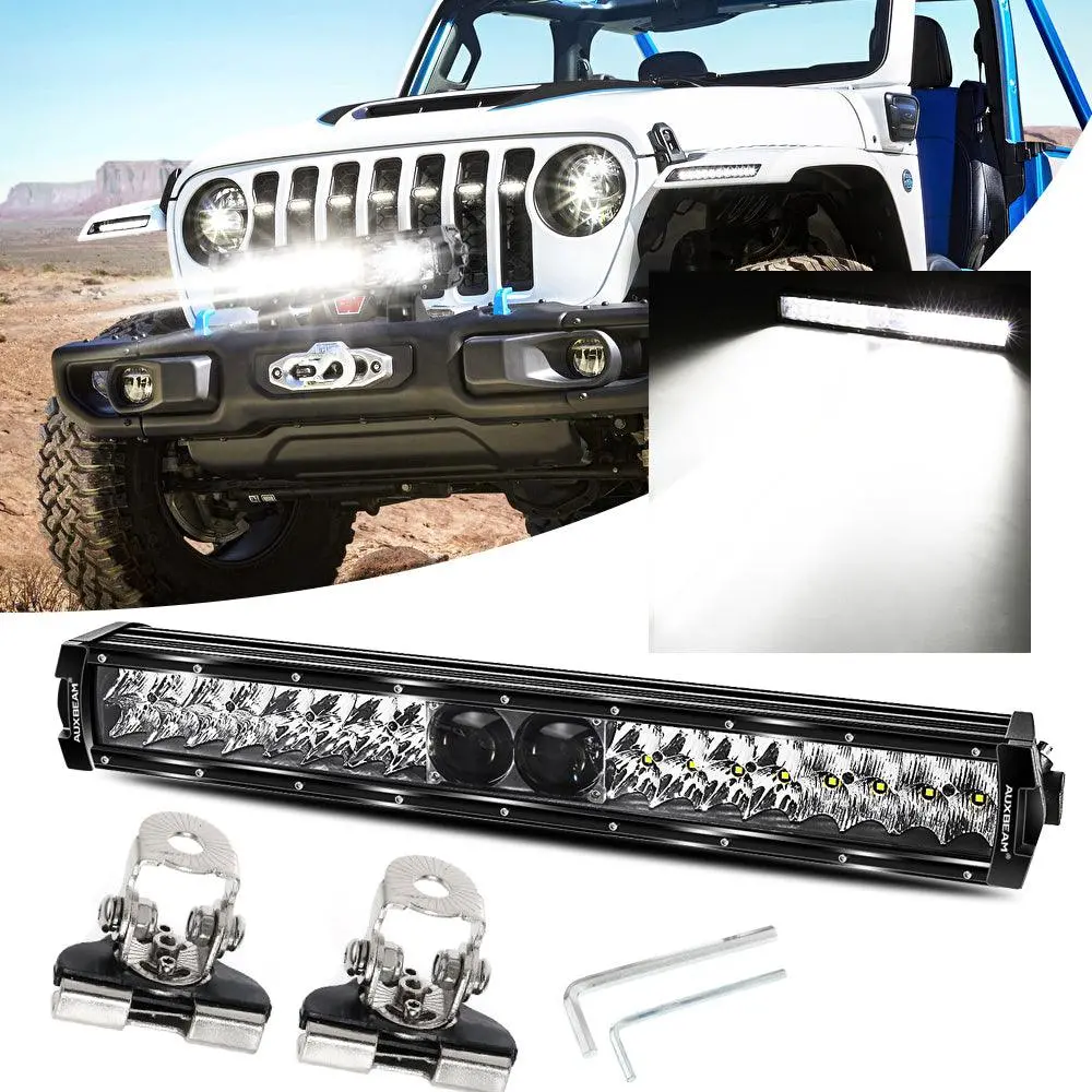 22 Inch 5D-Pro Series 22000Lm Spot Beam Off Road Led Light Bar+Universal Mounting Brackets Adjustable Pillar Hood 1