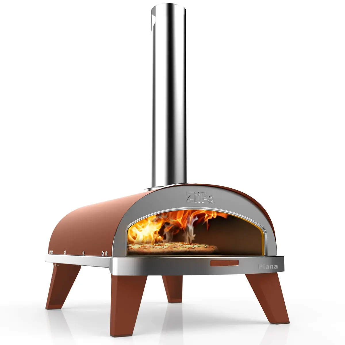Ziipa Pizza Oven Piana - Houtgestookt - Met Thermometer - Terracotta - Voor Ø 30 Cm Pizza's - Roterende Pizzasteen 1