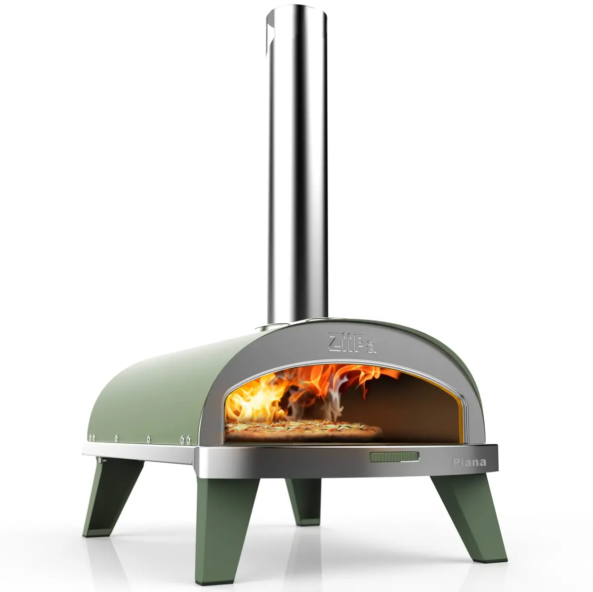 Ziipa Pizza Oven Piana - Houtgestookt - Met Thermometer - Eucalyptus - Voor Ø 30 Cm Pizza's - Roterende Pizzasteen 1