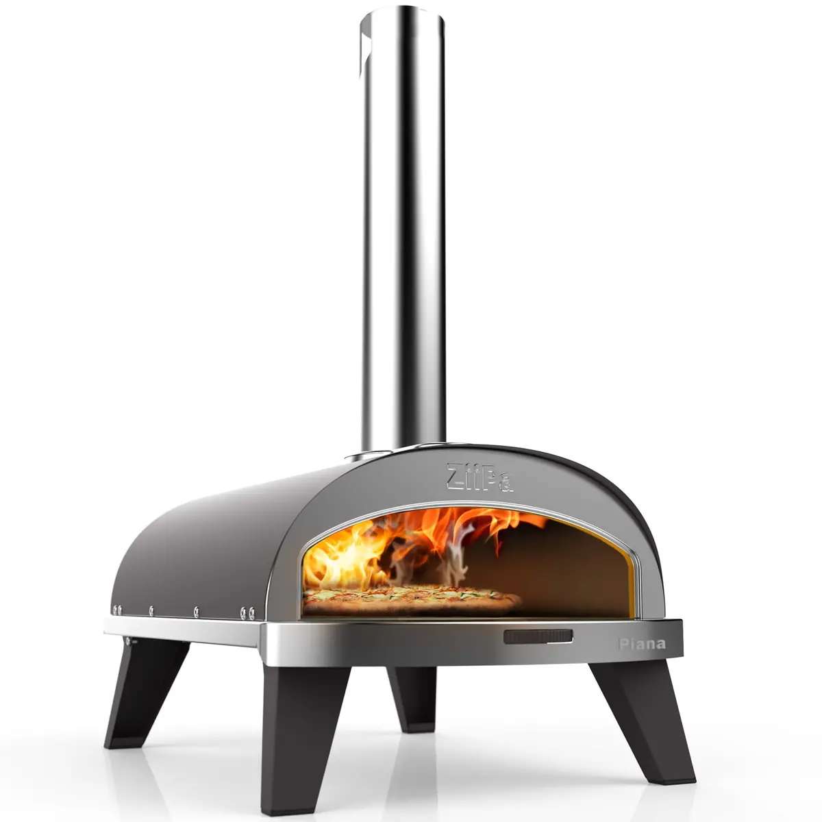 Ziipa Pizza Oven Piana - Houtgestookt - Met Thermometer - Leisteen - Voor Ø 30 Cm Pizza's - Roterende Pizzasteen 1